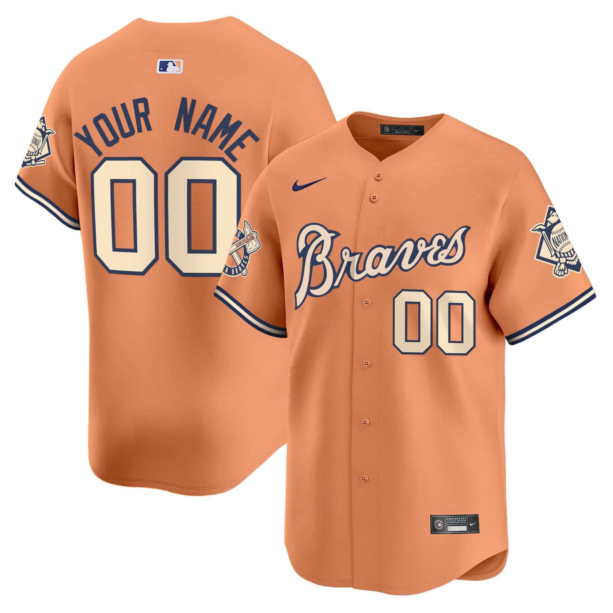 Men Atlanta Braves Orange 2024 Nike Peaches Vapor Premier Limited Custom MLB Jersey